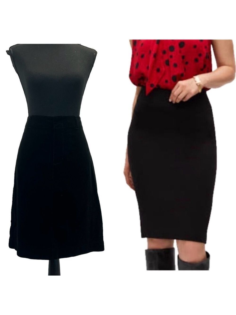 Eddie Bauer black velvet pencil skirt Sz 6